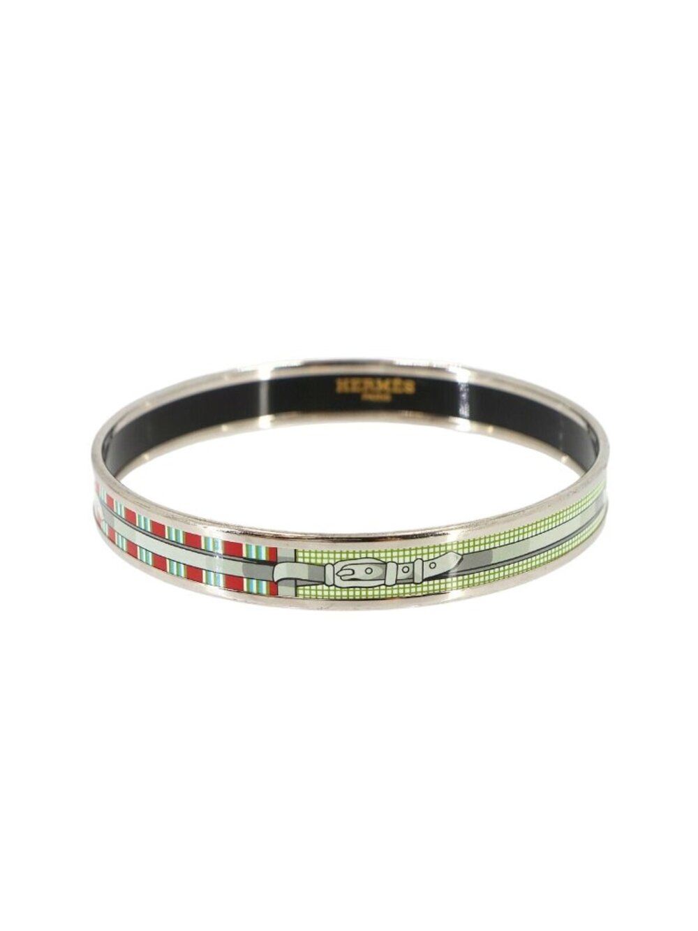 Hermes Enamel PM Bangle Bracelet Green Red Email PM